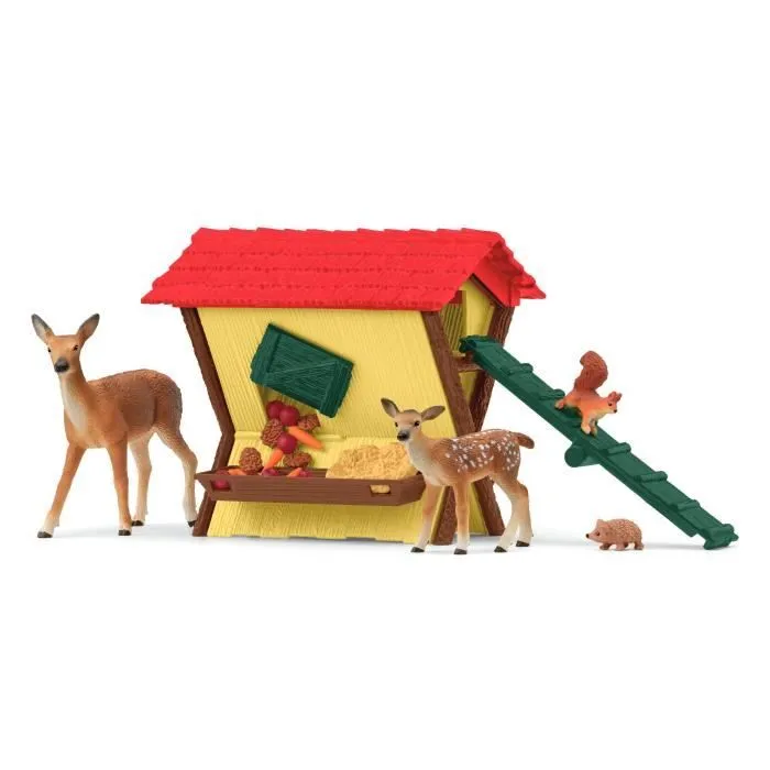 Cabane des animaux de la forêt, Coffre schleich 42658 Farm World, pour enfants dès 3 ans-1