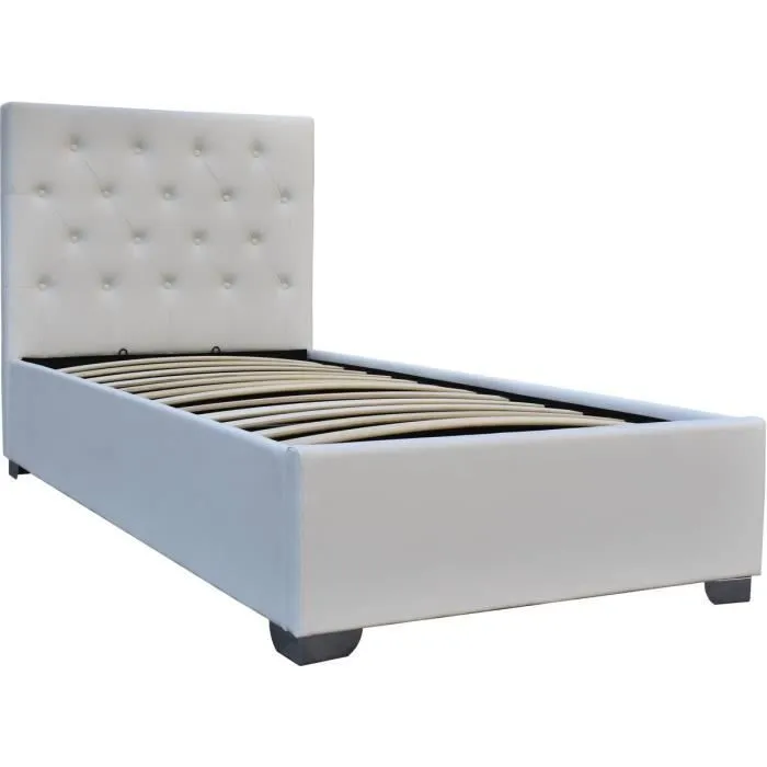 Lit simple avec coffre "Tino" - 90 × 190 cm - Blanc-0