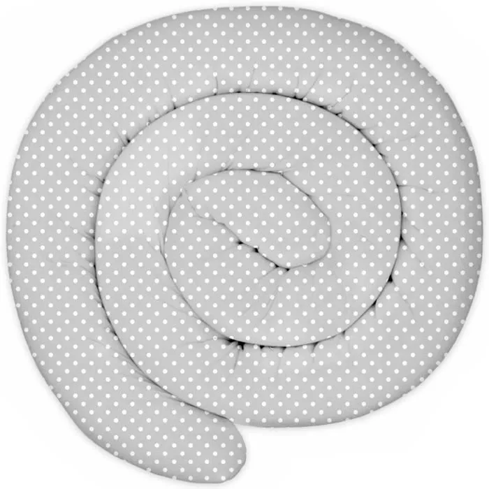 XXL 300 cm lit serpent coussin de lit coussin d'allaitement bordure de lit serpent fait à la main 100% coton points blancs sur gris-0