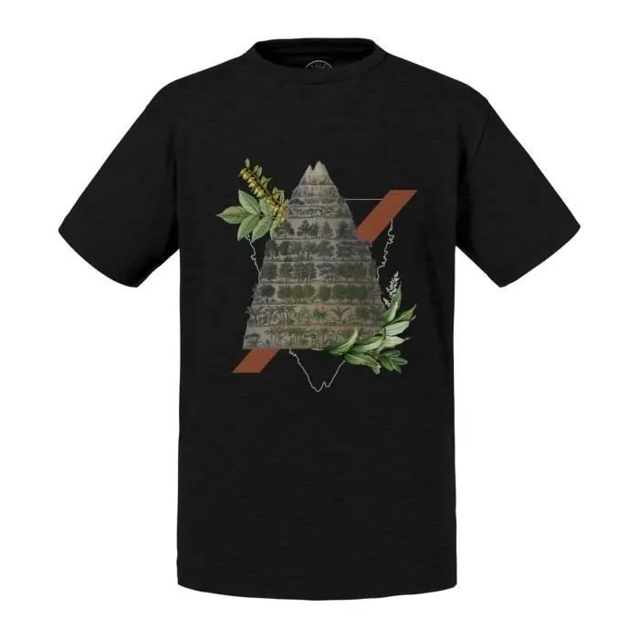 T-shirt Enfant Noir Collage Altitude et Végétation Planche Botanique Illustration Ancienne-0