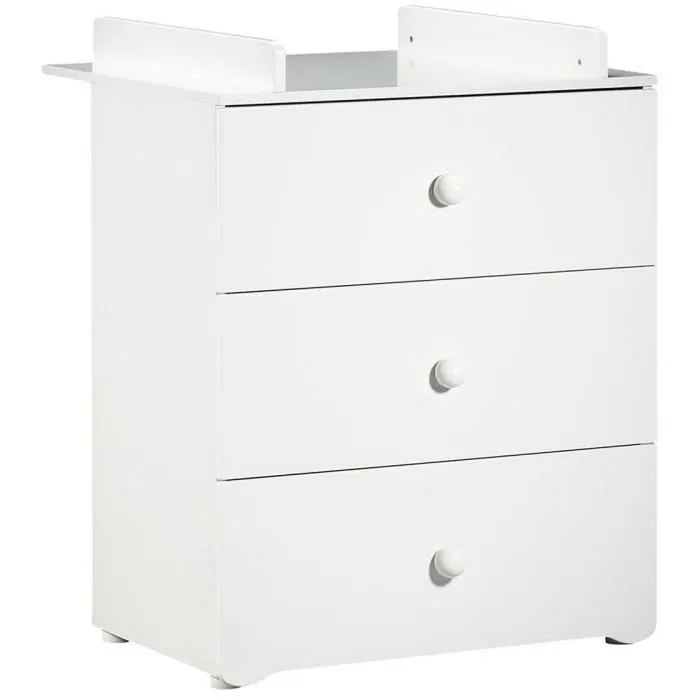 Chambre bébé trio Basic boule: Lit 120x60, commode à langer et armoire - Babyprice - Blanc-3