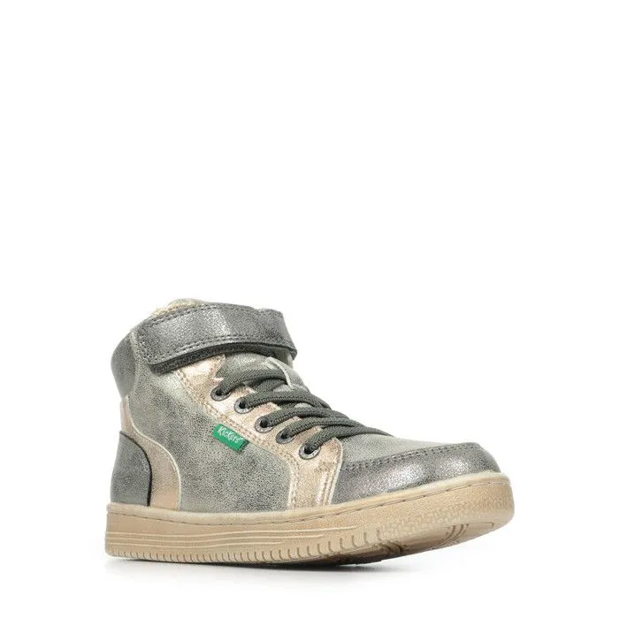 Baskets hautes - KICKERS - Lolastic - Argent - Élastique - Scratch - Fille-1