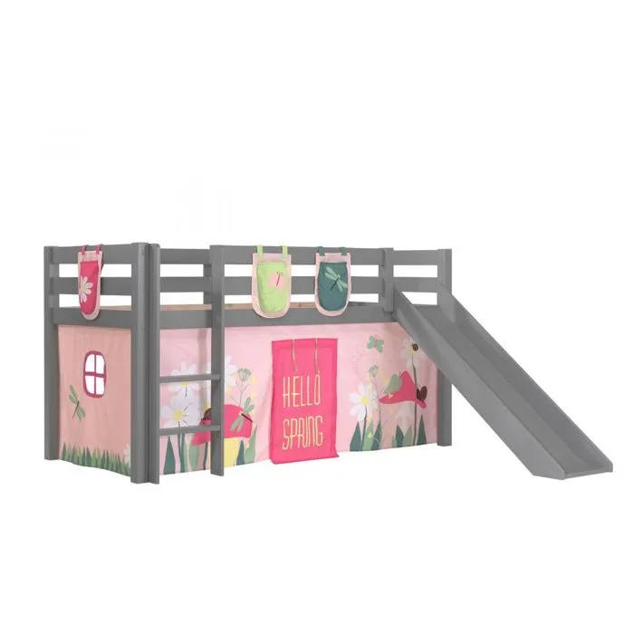 Lit mi-hauteur avec toboggan Astrid - VIPACK - Gris - Bois - 208x223x114cm - Contemporain/Design-2