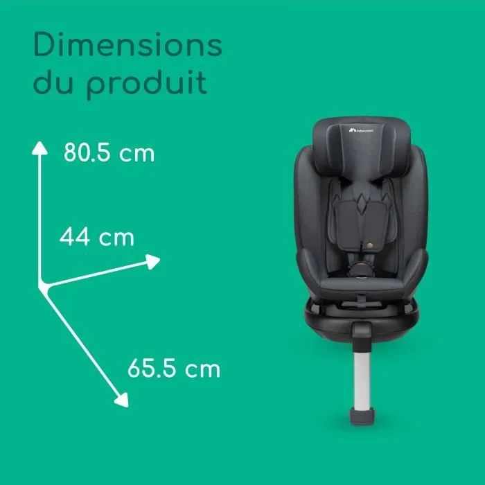 BEBECONFORT Siège auto évolutif pivotant 360° EvolveFix PLUS i-Size 0/1/2/3 - Isofix 0 à 12 ans (36 kg) 40-150 cm TINTED GRAPHITE-3
