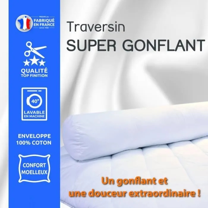 Polochon - Bleu Calin - Isolane - 140x190 cm - Confort super gonflant - Lavable en machine-2