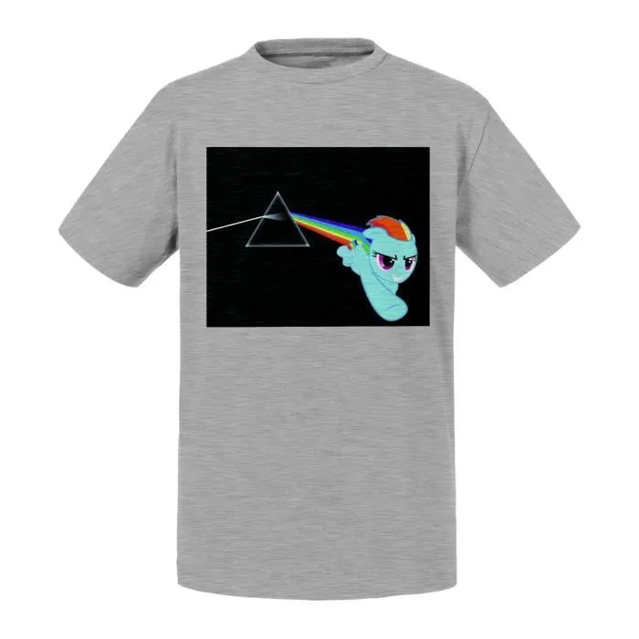 T-shirt Enfant Gris Dark Side Of The Poney Parodie Rock Arc en Ciel-0