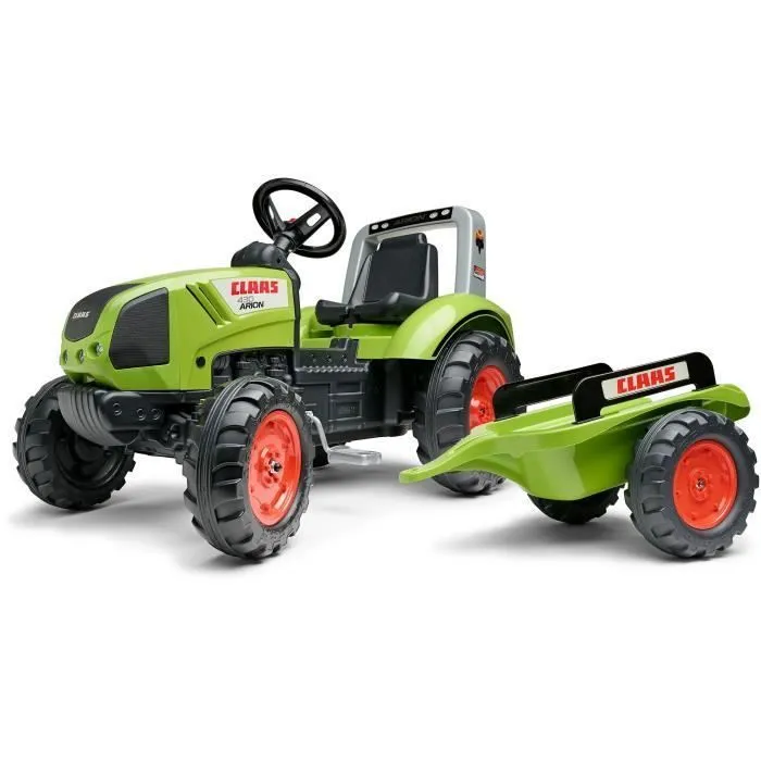 Tracteur à pédales - FALK - Claas - Remorque - Dès 3 ans - 100% Fabriqué en France - 60% de plastique recyclé-0