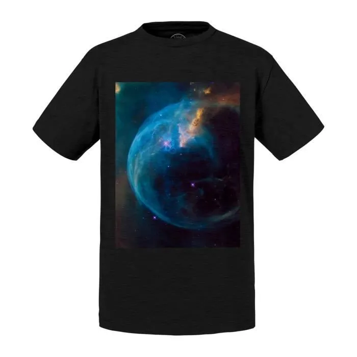 T-shirt Enfant Noir Planete Espace Galaxie Terre Nebuleuse-0