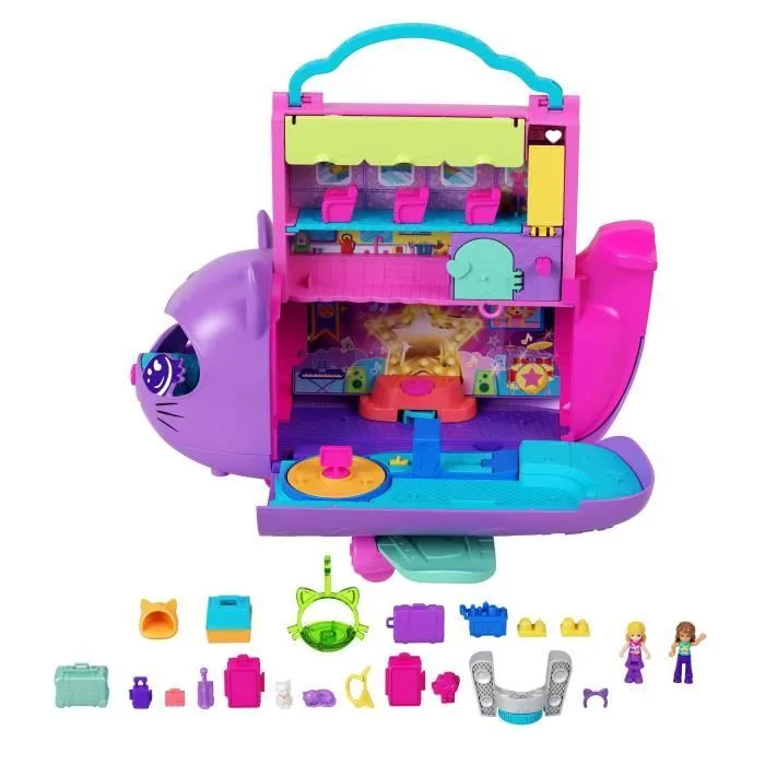 Polly Pocket-Avion Chaton Transformable-Coffret avec 2 mini-figurines HWP19-1