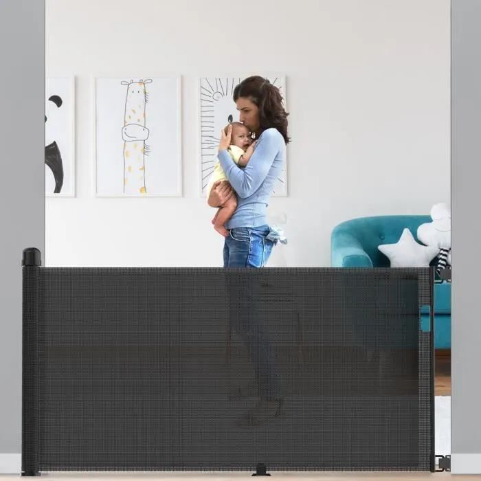 XMTECH Barrière de Sécurité pour Bébés - Chiens Rétractable (Large : 0 - 300 CM) - le noir - Pour l'intérieur et l'extérieur-3