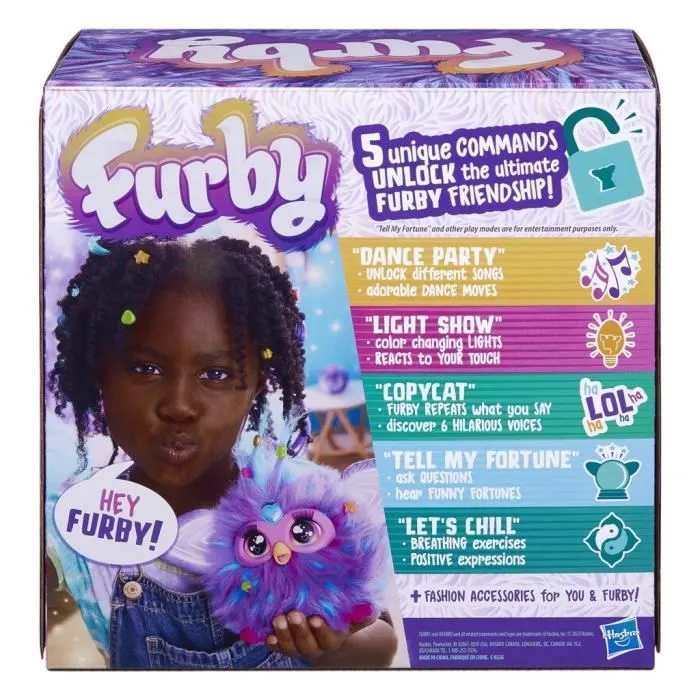 Furby violet, 15 accessoires, peluche interactive pour filles et garçons, animatronique activé par la voix, à partir de 6 ans-7