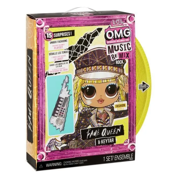 L.O.L. Surprise OMG Remix Rock - Fame Queen and Keytar - Poupée Mannequin 24cm-3
