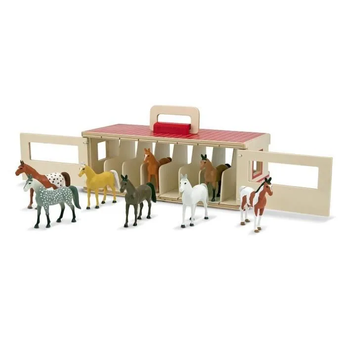 Étable pour chevaux de spectacle - MELISSA & DOUG - Bois - 8 chevaux de jeu-1