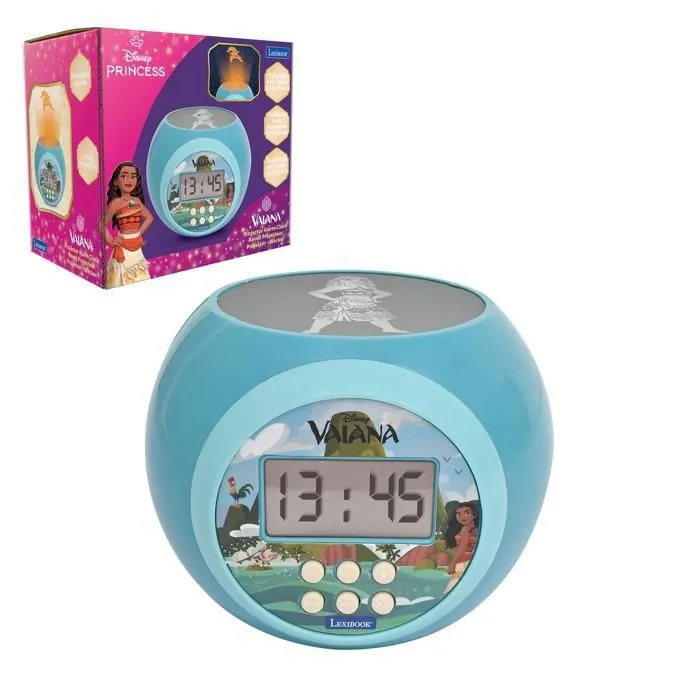 Réveil Projecteur - Vaiana - Projection au plafond - Veilleuse - Alarme avec snooze - Multicolore-0