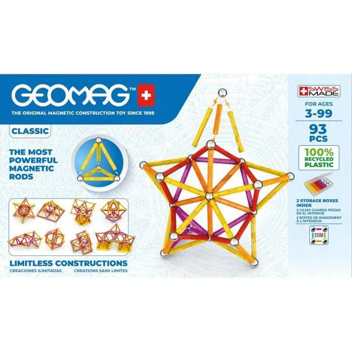 273 Geomag Classic Recycled 93 pcs - Kit de Construction Magnétique Écologique et Créatif - Jeux de construction - Unisexe-0