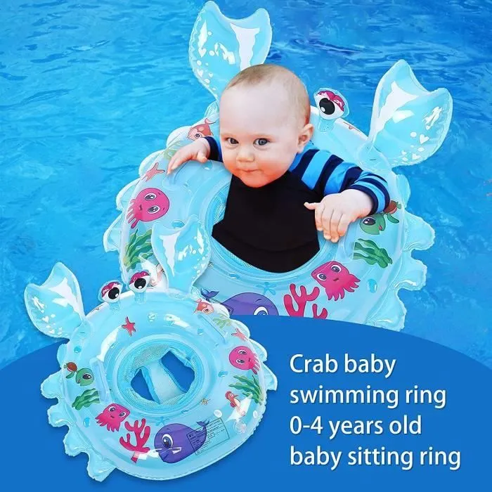 Bouée Piscine,Bouee pour Bebe, Crabe Bébé Siège Piscine, Bouée Bébé, Piscine Bouée Gonflable, Convient aux bébés de 6 à 48 Mois-1