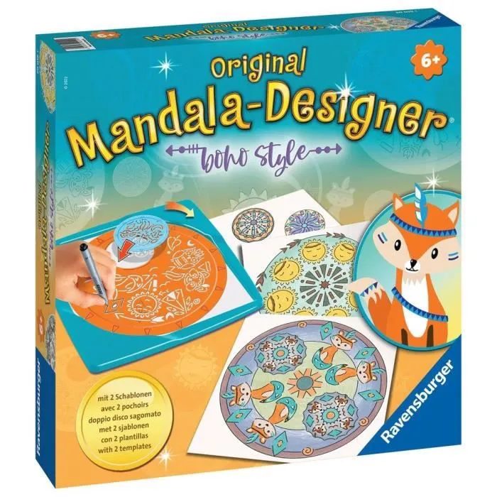 Ravensburger - Mandala Designer - Pochoirs et crayons inclus - Boho Style - Jeu créatif dès 6 ans-0