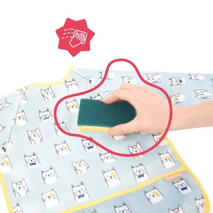 Badabulle Bavoir manche longues, Imperméable, Ajustable, 4 mois à 3 ans, Bleu-4