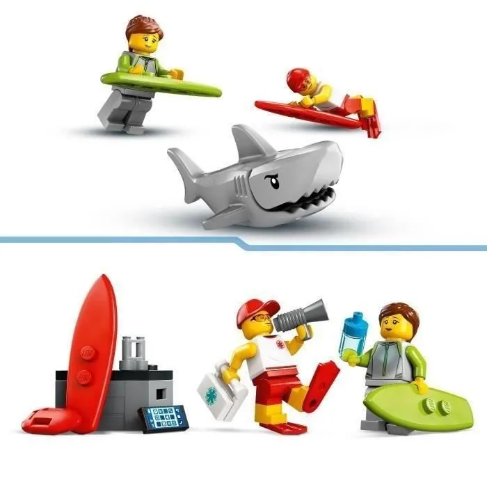 LEGO City 60453 Le véhicule de secours de la plage - Jouet dès 6 ans avec un requin-7