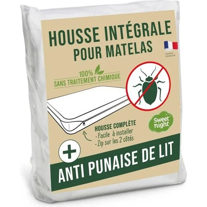 Housse intégrale matelas - Anti-Punaise de lit - 160x200x25 cm - Lavable - Sans traitement chimique-0