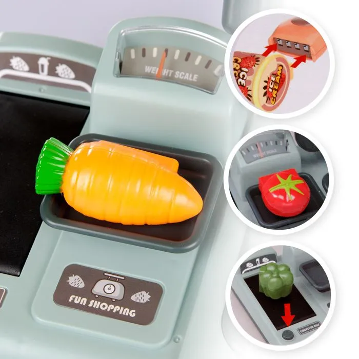 Kinderplay Caisse enregistreuse enfant avec calculatrice, sons, lumière, scanner, accessoires – dès 3 ans, KP3437-2