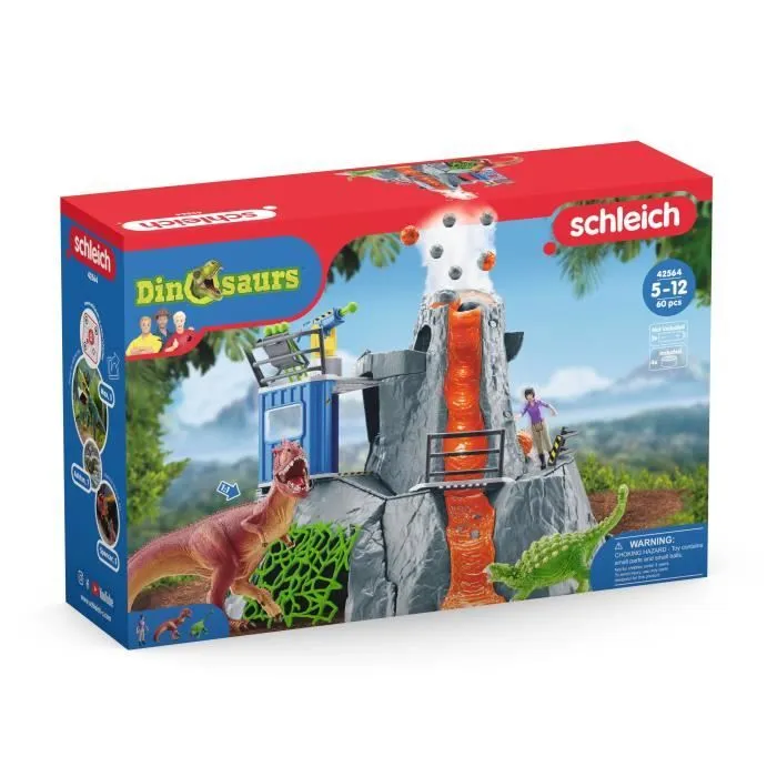 Expédition au grand Volcan, 1 figurine de chercheuse et 2 jouets dinosaures, Pour enfants dès 5 ans, Schleich 42564 DINOSAURS-8