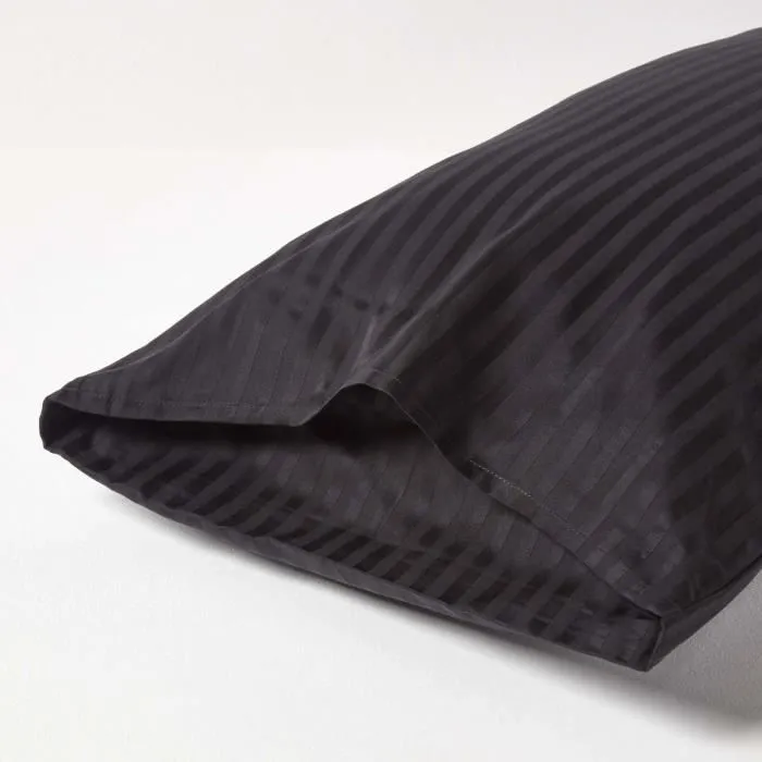Taie d'Oreiller en coton égyptien Noir 330 fils 50 x 90 cm-2