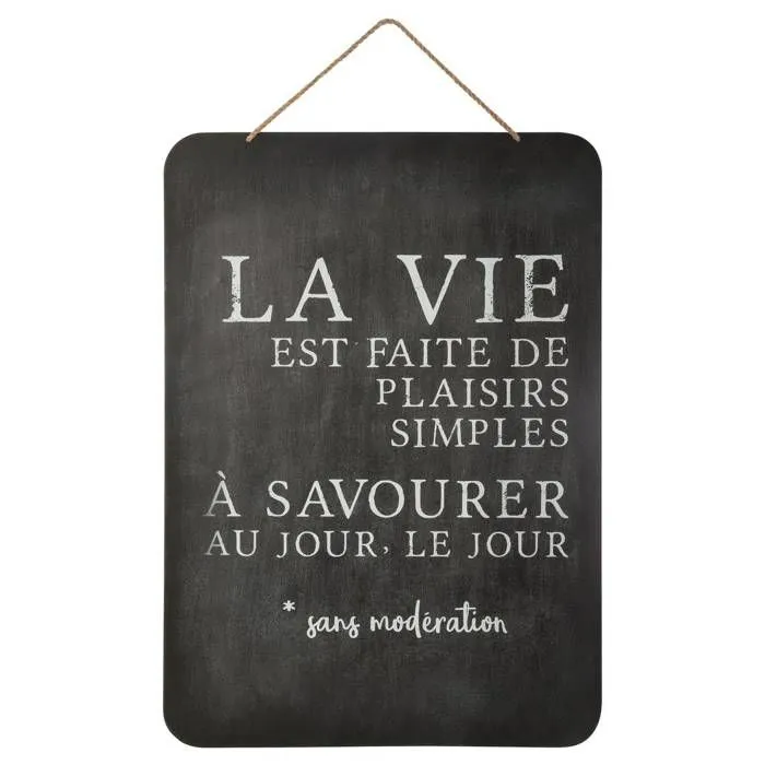 Décoration murale - ATMOSPHERA - Déco métal ardoise avec corde - Fer - Contemporain - Rectangulaire-1