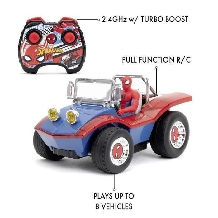 Jada - Marvel - Voiture Radiocommandée Spiderman - Fonction turbo - Figurine incluse - Dès 6ans-2