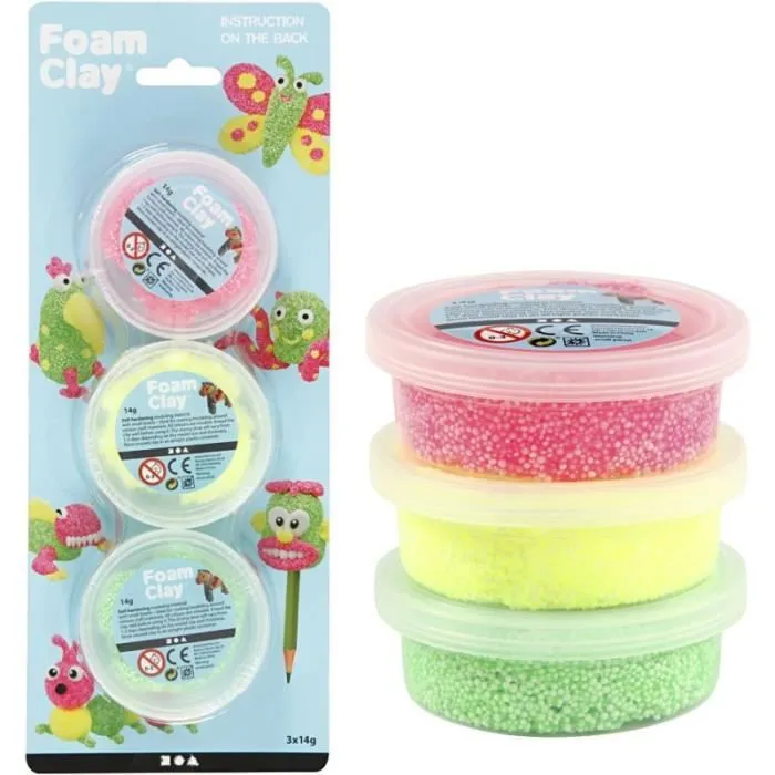 Pâte à modeler autodurcissante Foam Clay - Néon - 3 pcs-0