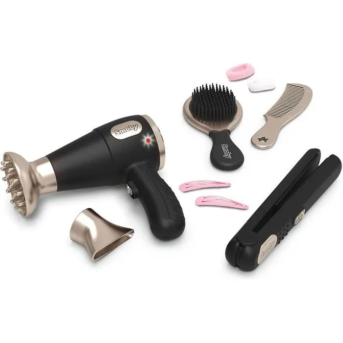 Smoby - My Beauty Hair Set - Set de Coiffure Enfant - Lisseur et Sèche-Cheveux Factices - Fonctions Electroniques - 320144-0