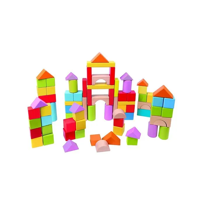 Baril de 101 cubes en bois colorés Hape - Pour enfants de 2 ans et plus - Peinture à base d'eau non toxique-3