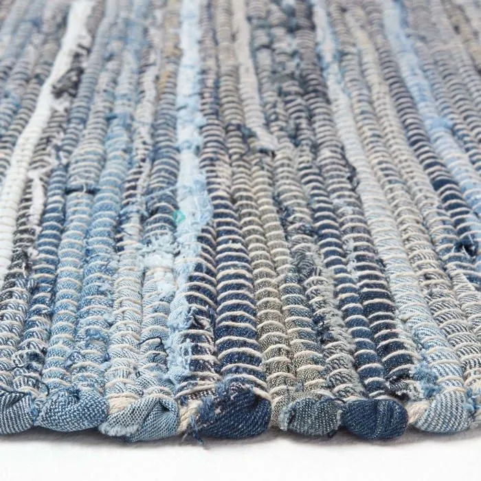 Tapis denim bleu en jeans recyclés - 120 x 180 cm-3