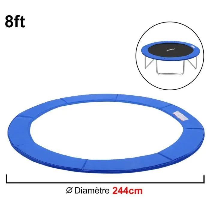 YUENFONG Protection de rebord de trampoline Ø 244cm - PVC PE pour trampoline -Résistant aux UV et aux déchirures -8FT Bleu-1