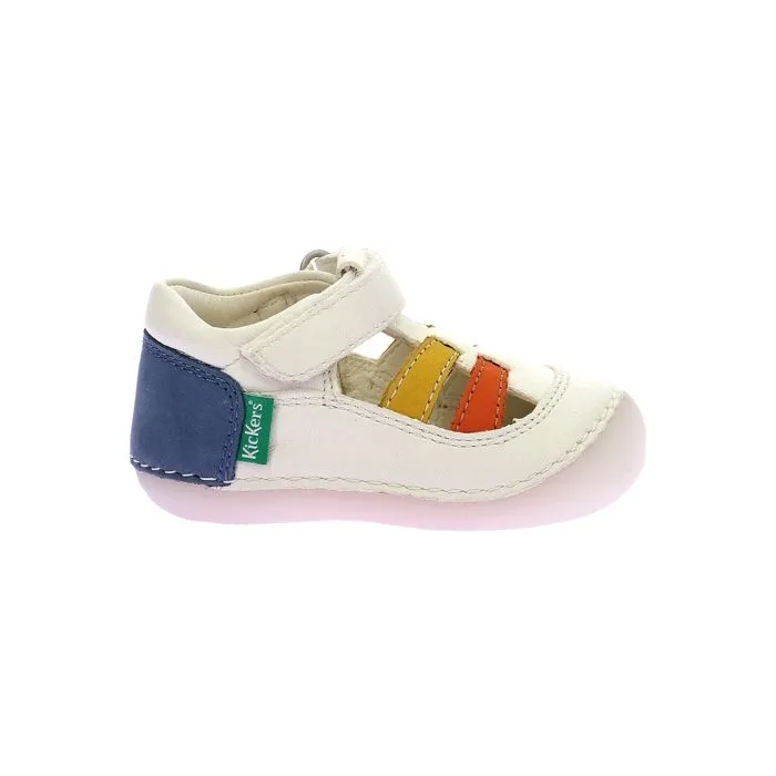 Sandales Cuir Kickers Sushy - Blan/Jaune/Orange/Bleu-4