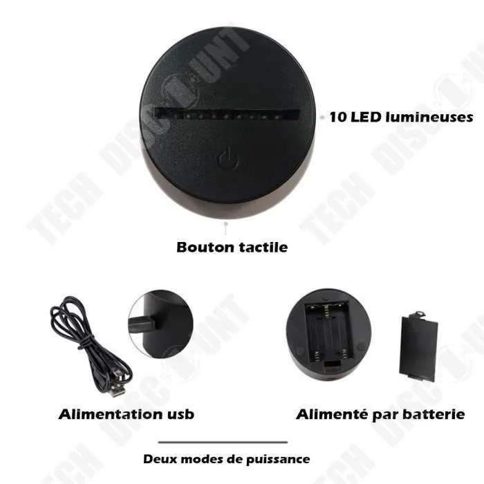 TD® Touch charge Lotus 3D coloré lumière veilleuse visuel stéréoscopique 3D LED Illusion lumière Durable faible consommation-2