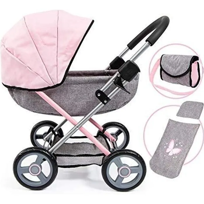 Poussette de poupée - BAYER DESIGN - COSY - Pliable - Bicolore - Pour poupées jusqu'à 46 cm-0