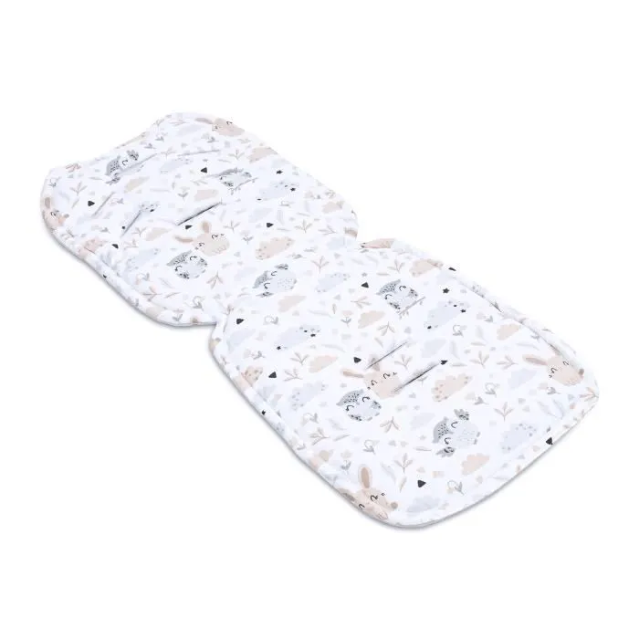Coussin de siège coussin de poussette 75 x 35 cm - enfant ensemble universel respirant avec protection de ceinture Velours Gris-1