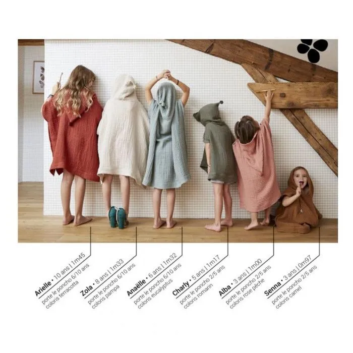 Poncho enfant mixte Gaze de coton unie Gaïa - Gaïa Camel - 6 à 10 ans-2