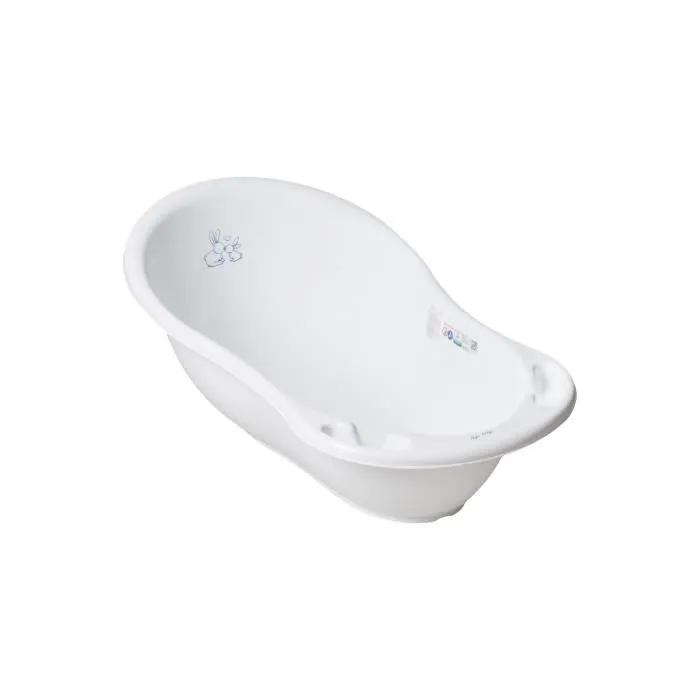 TEGA BABY® Baignoire 86 cm, ergonomique, avec bonde, Motiv Lapins, Blanc-0