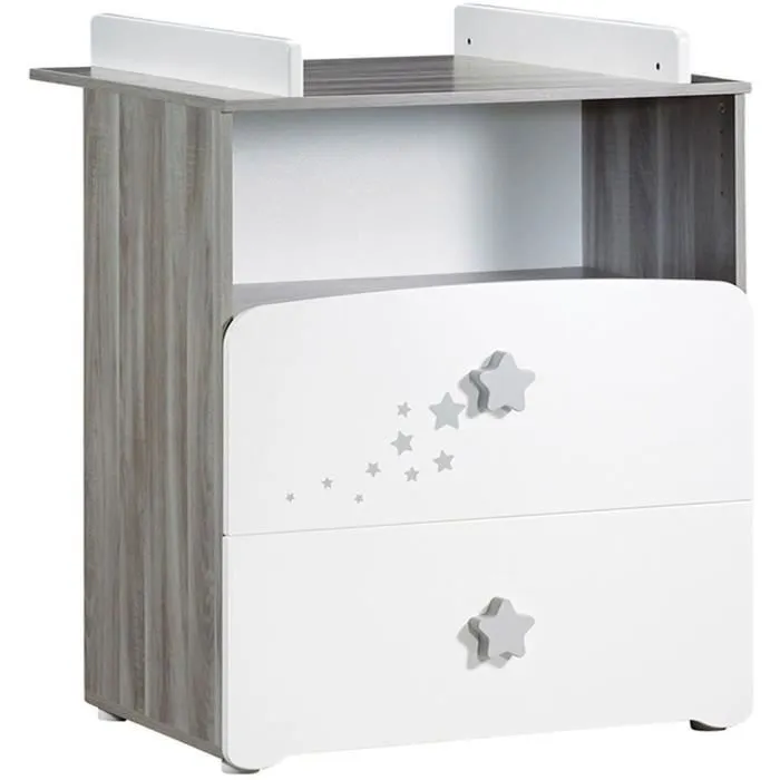 Chambre bébé trio Nao: lit 120x60, commode à langer et armoire - Babyprice - Blanc-3