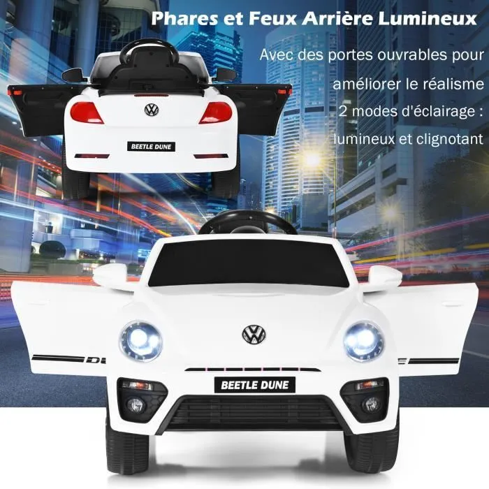 Voiture électrique Volkswagen Beetle pour enfants - COSTWAY - Blanc - 12V/4,5 Ah - Télécommande 2.4G-1