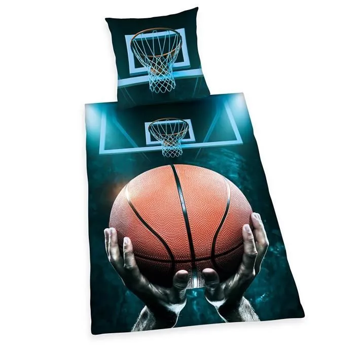 Housse de Couette - BASKET BALL - Réversible - 135x200 cm - 100% Coton - Multicolore-0