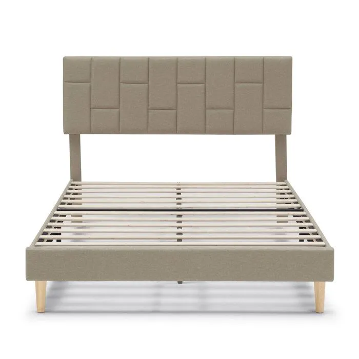 Cadre de lit plateforme Sorni capitonné 30 cm, 90x190 cm, Beige-2