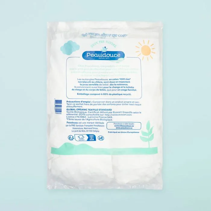 180 Rectangles Coton BIO Peaudouce-1