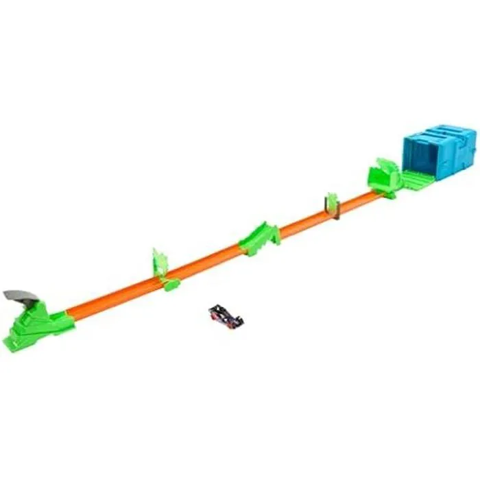 Jouet - HOT WHEELS - Coffret De Construction Boîte Super Saut Toxique - 1 Voiture - 10 Éléments De Piste - Mixte-0