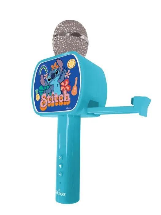 Microphone Stitch sans fil avec enceinte, une fonction changement de voix, un support téléphone rétractable et une option Bluetooth-5
