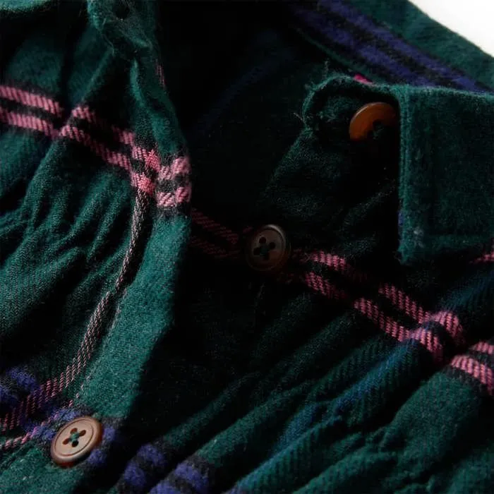 Robe pour enfants à manches longues et volants vert foncé 5 dimensions disponibles-3