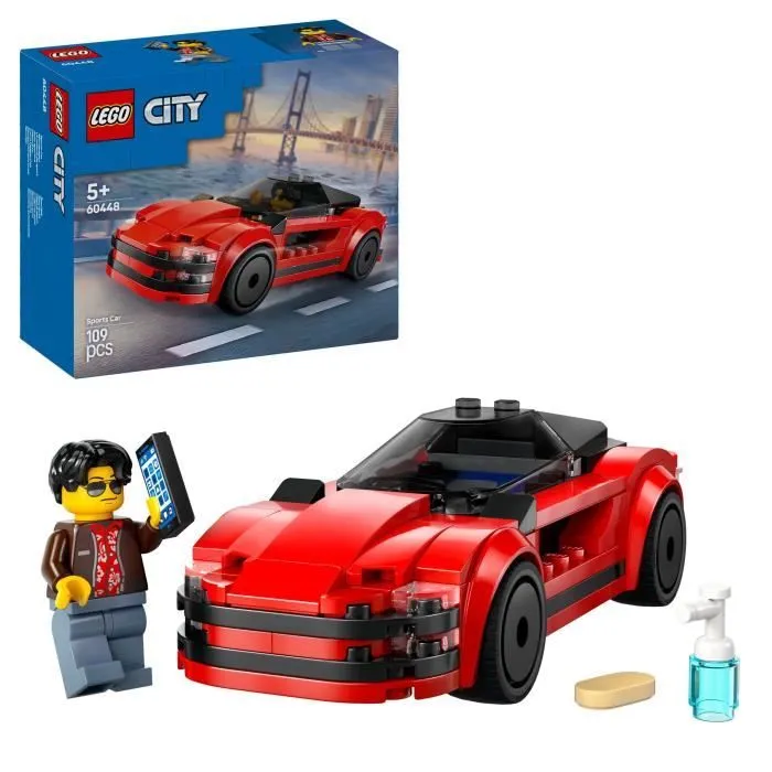 LEGO City 60448 La voiture de sport rouge - Jouet de construction pour garçon dès 5 ans-0