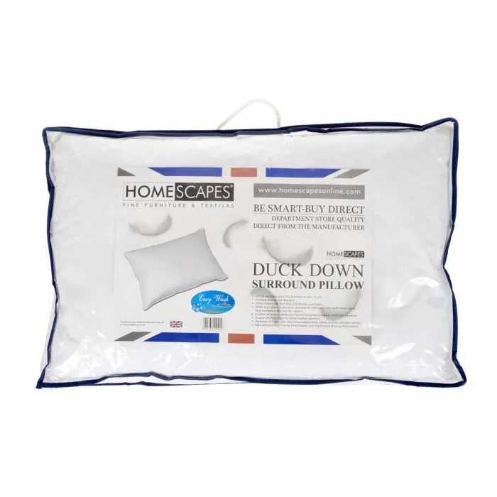 Oreiller en plumes et duvet de canard - HOMESCAPES - 50 x 75 cm - Confort moyen - Lavable-0
